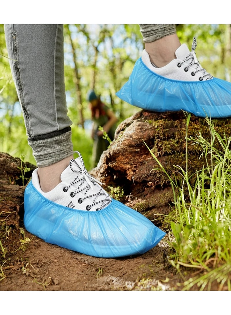 Disposable Shoe Covers 100 Pack (50 Pairs) – Non-Slip, Waterproof, Tear-Resistant CPE Boot Covers | Durable Recyclable Shoe Protectors for Indoor Use, Homes, Offices, Visitors & Workers (Blue) - Image 2