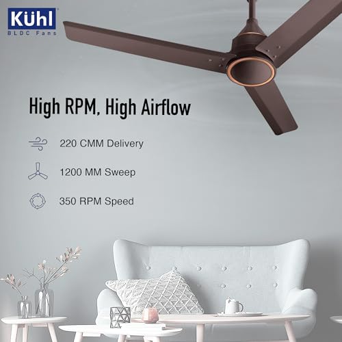 KUHL Arctis A4 1200 mm BLDC 65% Power Saving BLDC Ceiling Fan With Remote | BEE 5 Star Rated & ISI Marked | High Air Flow | 5 Year Warranty on Motor | Espresso | Free Installation - Image 4
