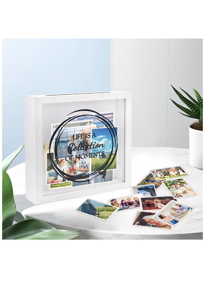Generic - 8X8 Shadow Box Frame, Wood Photo Storage Box in White, Keepsake Ticket Box with Slot, Memory Display Case for Desk Wall Decor, White - Image 1