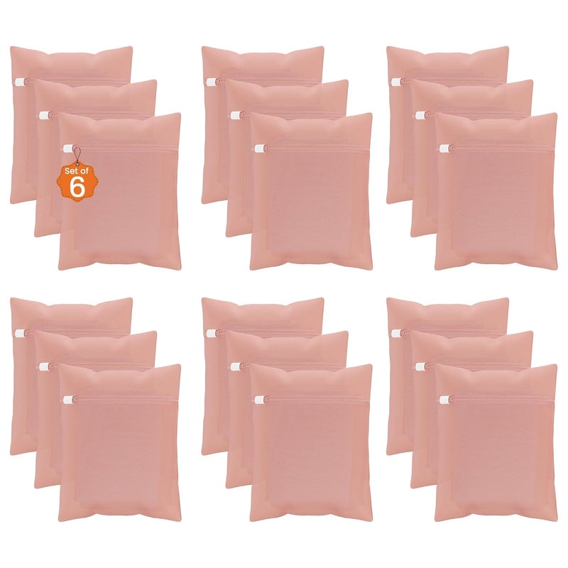 Kuber Industries Set of 18 Polyester Mesh Laundry Bag with Zip Reusable Washing Bags for Washing Machine Ideal for Delicate Fabrics Lingerie Shoes Protection YZ6PNK Plain Peach - Image 1