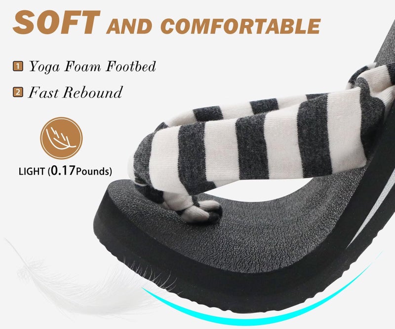 KuaiLu Flip Flops Women Arch Support Yoga Mat Comfortable Summer Beach Walking Thong Cushion Sandals Slip on Pool Outfits Travel Essentials Orthotic Slides Indoor Outdoor Slippers Shoes Black Size 9 - Image 5