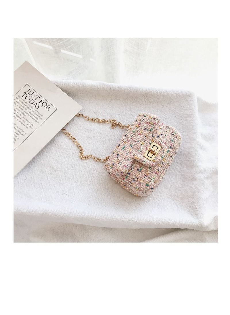 Lion Llama - Women's Tweed Crossbody Bag - Mini Shoulder Purse, Stylish & Lightweight - Pink - Image 1