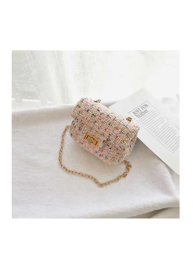 Lion Llama - Women's Tweed Crossbody Bag - Mini Shoulder Purse, Stylish & Lightweight - Pink - Image 1