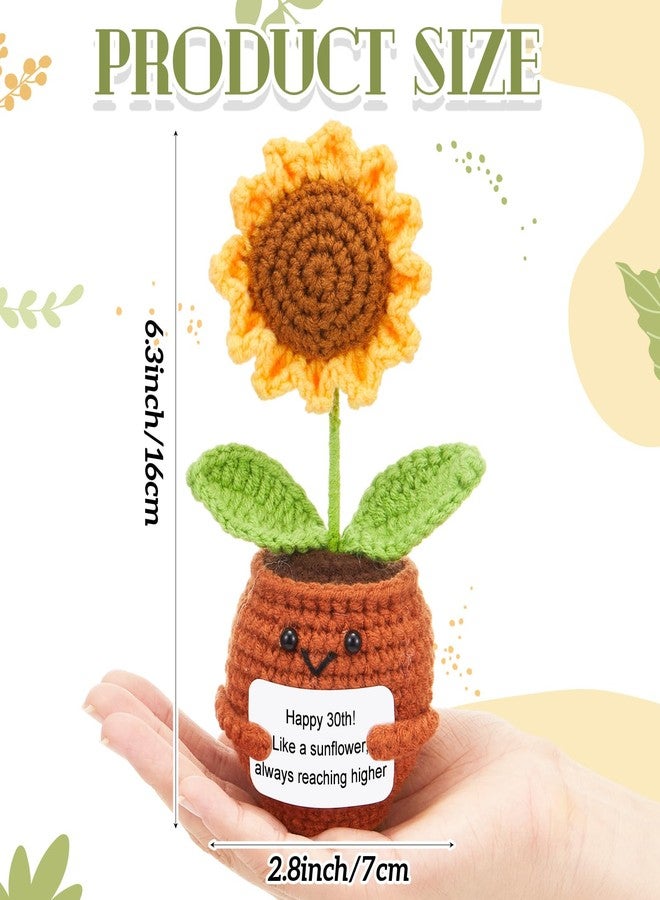 SmoothNovelty هدية عيد ميلاد مميزة من سموث نوفيلتي، زهرة عباد الشمس الصغيرة المصنوعة بالكروشيه، هدية لطيفة وإيجابية للنساء المولودات عام 1995، نبتة كروشيه مع بطاقة تفاؤل، هدية رائعة للمرأة، ديكور مميز - Image 4