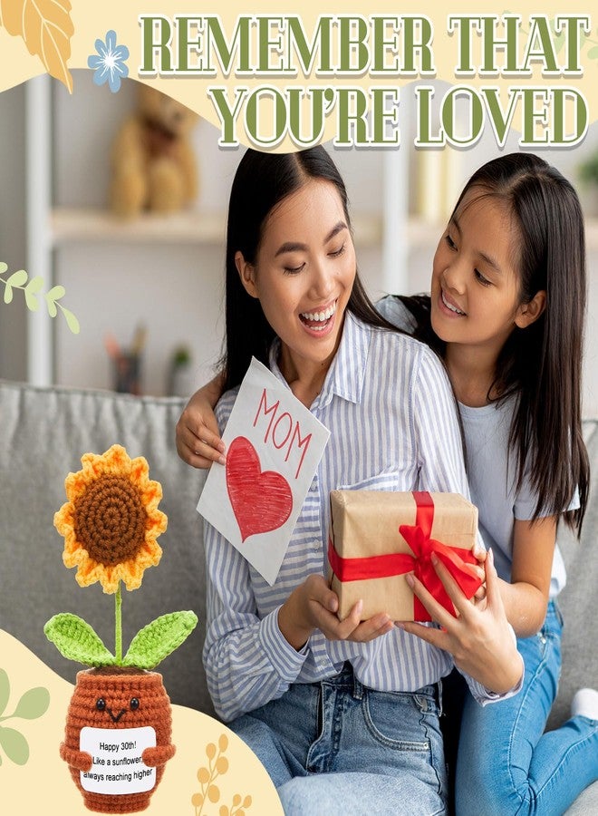 SmoothNovelty هدية عيد ميلاد مميزة من سموث نوفيلتي، زهرة عباد الشمس الصغيرة المصنوعة بالكروشيه، هدية لطيفة وإيجابية للنساء المولودات عام 1995، نبتة كروشيه مع بطاقة تفاؤل، هدية رائعة للمرأة، ديكور مميز - Image 5
