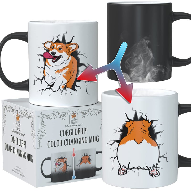 Corgi Derp Color Changing Mug Funniest Corgi Coffee Mug Ever Best Corgi Gifts for Corgi Lovers Corgi Butt with Corgi Mug Funny Corgi Gifts for Coffee Lovers