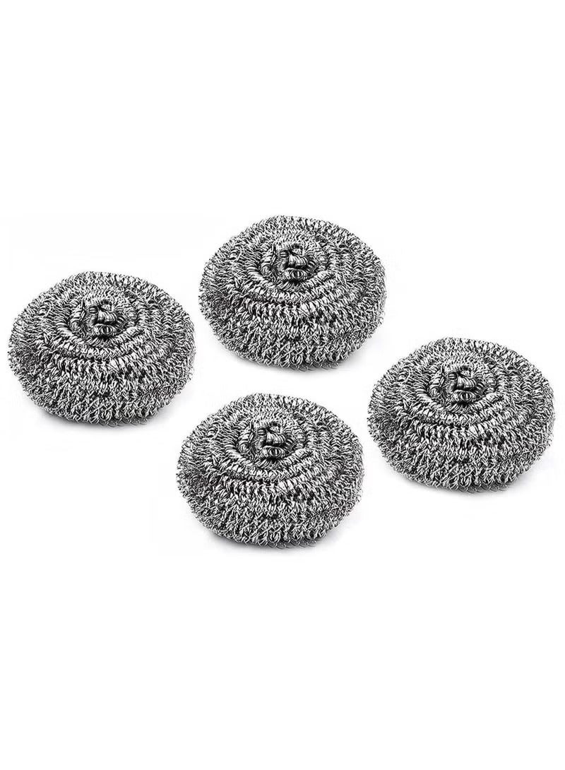 Stainless Steel Sponges Scrubbers Cleaning Ball Utensil Scrubber Density Metal Scrubber Scouring Pads Ball for Pot Pan Dish Wash Cleaning for Removing Rust Dirty Cookware Cleaner | 4 Pcs - Image 1