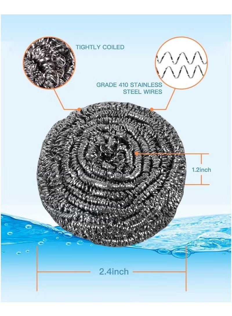 Stainless Steel Sponges Scrubbers Cleaning Ball Utensil Scrubber Density Metal Scrubber Scouring Pads Ball for Pot Pan Dish Wash Cleaning for Removing Rust Dirty Cookware Cleaner | 4 Pcs - Image 2