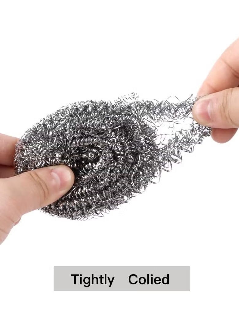 Stainless Steel Sponges Scrubbers Cleaning Ball Utensil Scrubber Density Metal Scrubber Scouring Pads Ball for Pot Pan Dish Wash Cleaning for Removing Rust Dirty Cookware Cleaner | 4 Pcs - Image 3