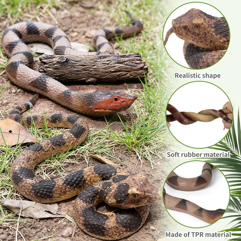 WMQL 2 Pack Rubber Snakes Fake Snake Rattlesnake, Snakes Toy Realistic Keep Birds Away, Garden Plastic Scare Birds Scare Squirrels for Prank Stuff or Halloween Decorations Props Scare  Toy - Image 4