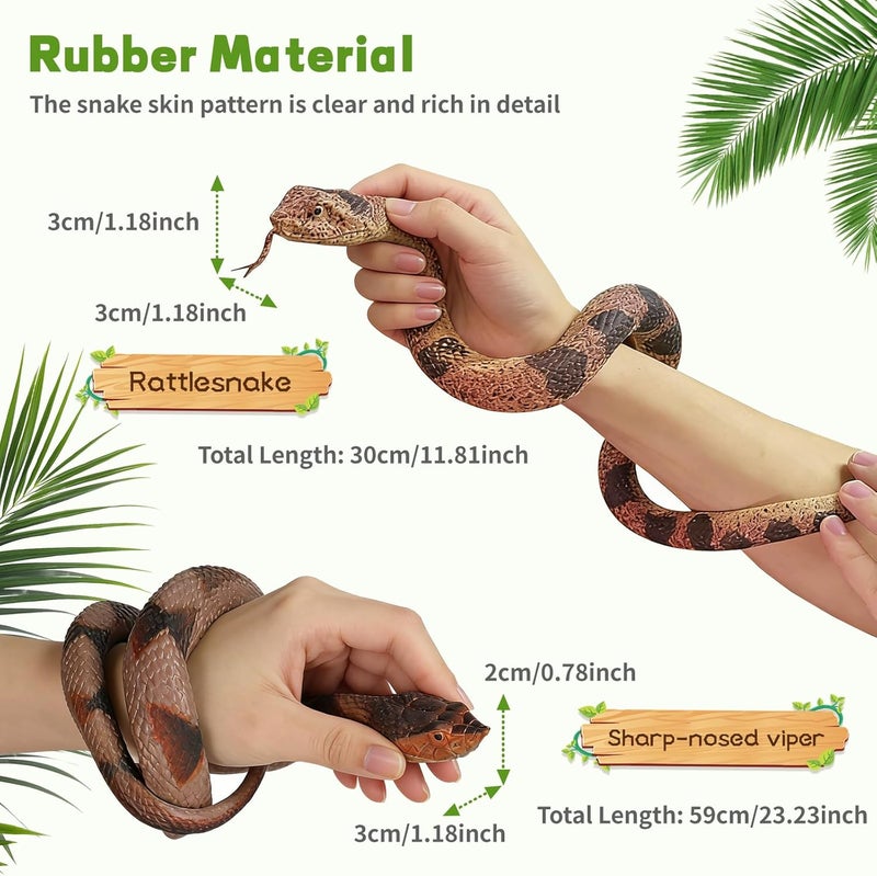 WMQL 2 Pack Rubber Snakes Fake Snake Rattlesnake, Snakes Toy Realistic Keep Birds Away, Garden Plastic Scare Birds Scare Squirrels for Prank Stuff or Halloween Decorations Props Scare  Toy - Image 3