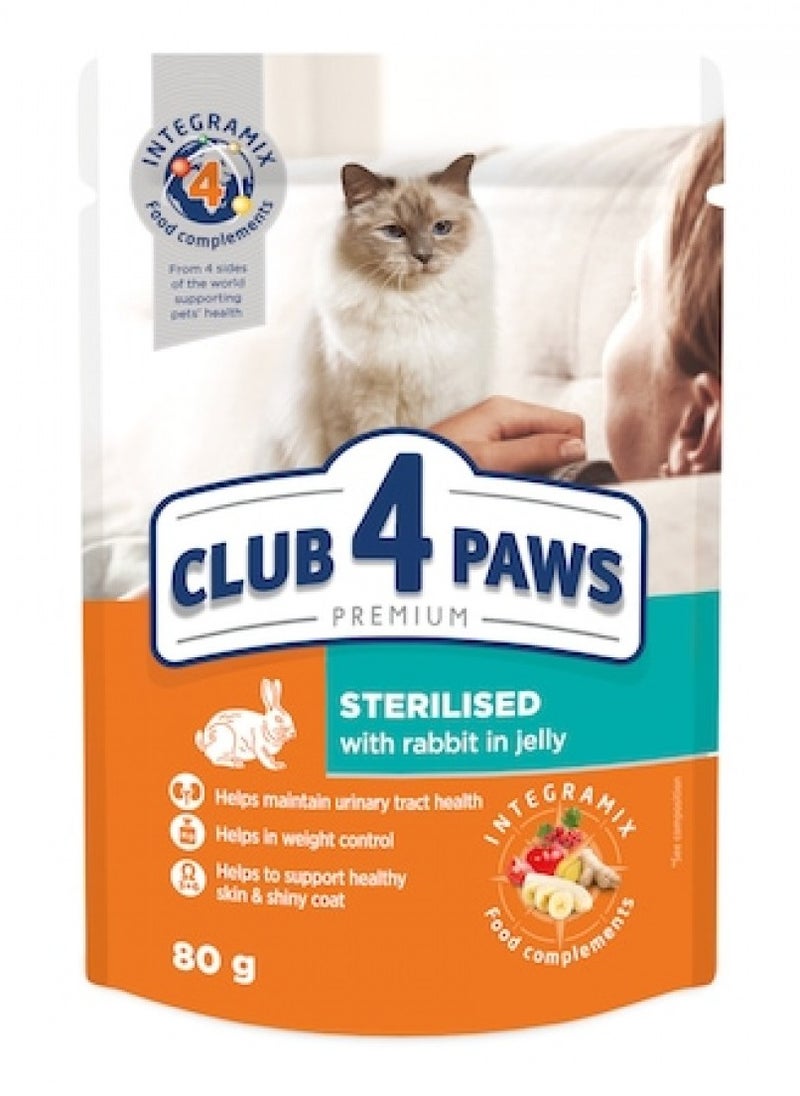 CLUB 4 PAWS Club 4 Paws Sterilised with Rabbit in Jelly 80g 