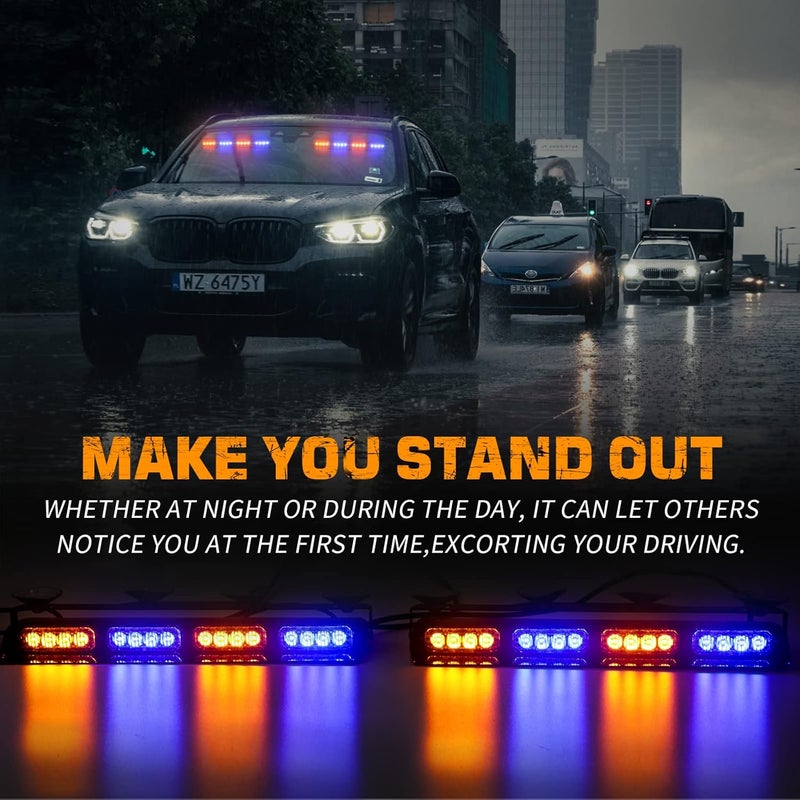 XRIDONSEN Amber Blue Emergency Dash Strobe Lights with Digital Display Controller - Image 2