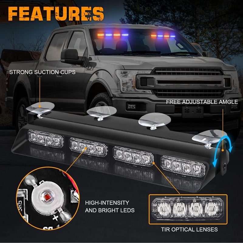 XRIDONSEN Amber Blue Emergency Dash Strobe Lights with Digital Display Controller - Image 3