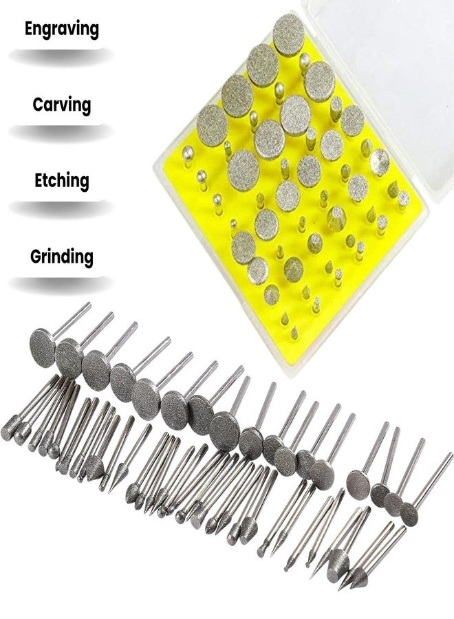 Drilax 50 Pieces Diamond Rotary Tool Bits Precision Stone Carving Tools 120 Grit Rock Carving Tools for Stones Rock Engraving Bits Compatible with Dremel Engraving Bits - Image 3