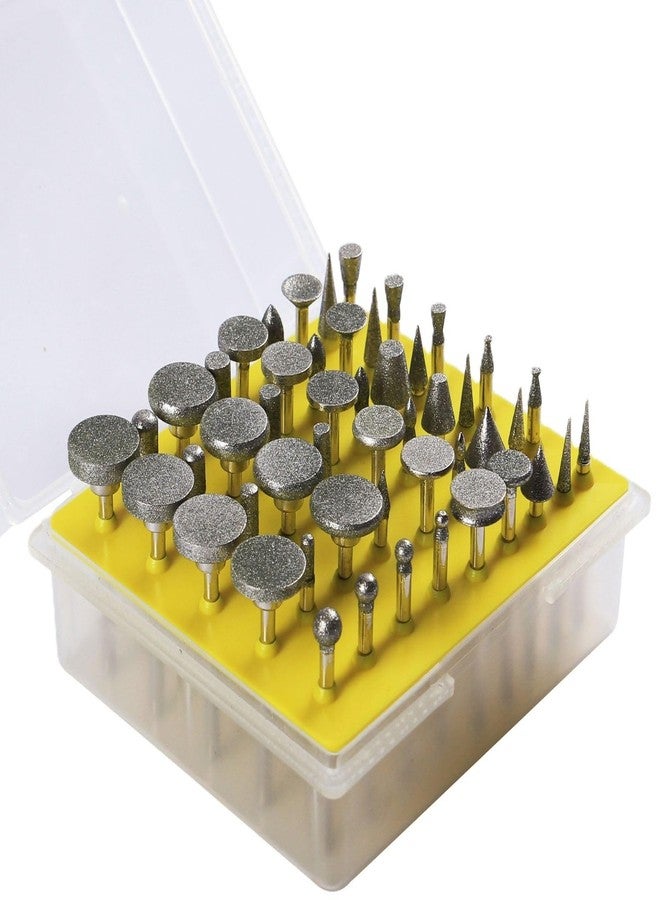 Drilax 50 Pieces Diamond Rotary Tool Bits Precision Stone Carving Tools 120 Grit Rock Carving Tools for Stones Rock Engraving Bits Compatible with Dremel Engraving Bits - Image 1