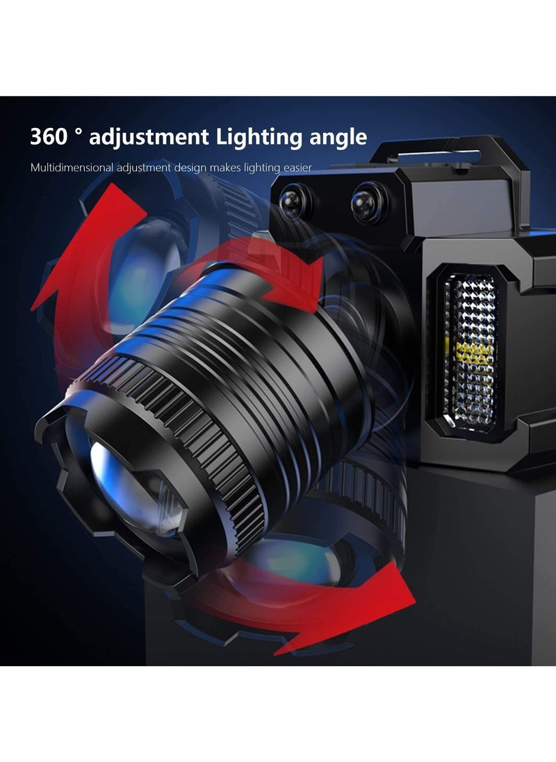 Halamine LED Headlamp, Rechargeable Head Light, 360° Adjustable Angle Headlight with 5 Modes ，Waterproof, Motion Sensor, Headlight for Fishing, Camping, Hiking  - Image 3