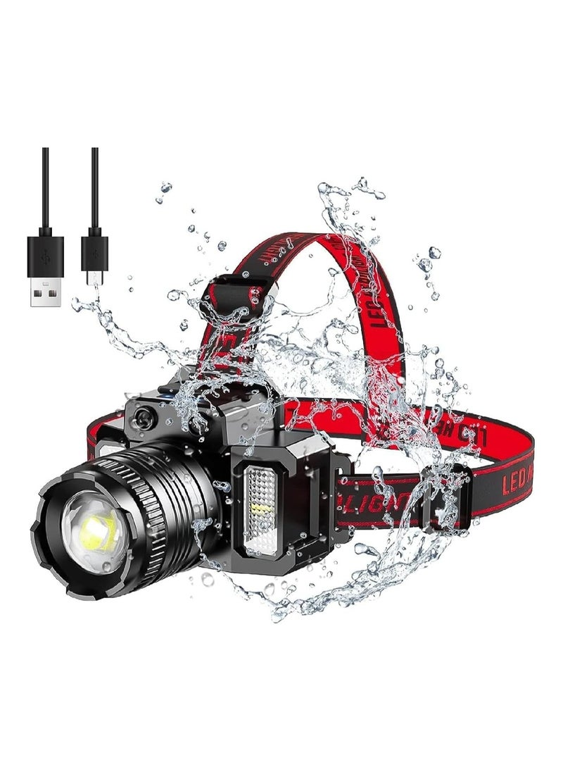 Halamine LED Headlamp, Rechargeable Head Light, 360° Adjustable Angle Headlight with 5 Modes ，Waterproof, Motion Sensor, Headlight for Fishing, Camping, Hiking  - Image 2