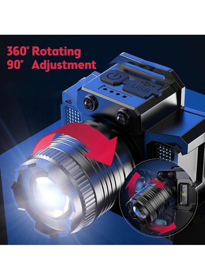 Halamine LED Headlamp, Rechargeable Head Light, 360° Adjustable Angle Headlight with 5 Modes ，Waterproof, Motion Sensor, Headlight for Fishing, Camping, Hiking - Image 5