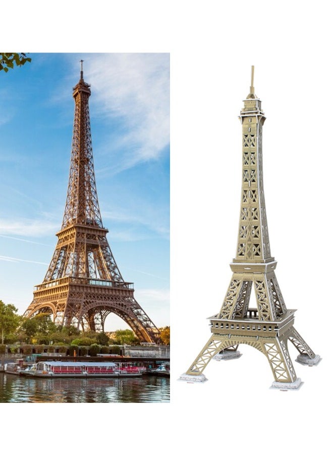 Occuwzz - 3D Simulation Paper Handmade Jigsaw Puzzle France Paris Eiffel Tower DIY Assembly Model Toy Eiffel Tower Model Creative 3D 51PCS Jigsaw Puzzle Building Block Toy - Image 1