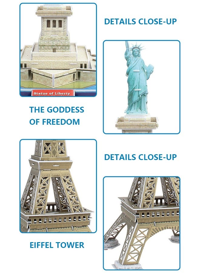 Occuwzz - 3D Simulation Paper Handmade Jigsaw Puzzle France Paris Eiffel Tower DIY Assembly Model Toy Eiffel Tower Model Creative 3D 51PCS Jigsaw Puzzle Building Block Toy - Image 1