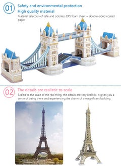 Occuwzz 3D Simulation Paper Handmade Jigsaw Puzzle France Paris Eiffel Tower DIY Assembly Model Toy Eiffel Tower Model Creative 3D 51PCS Jigsaw Puzzle Building Block Toy  - Image 3