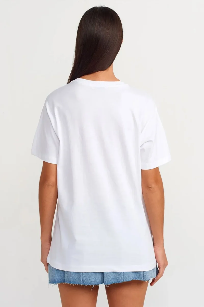 Dilvin White DILVIN Women's Cotton Printed Crew Neck T-Shirt for Women | Best Price UAE