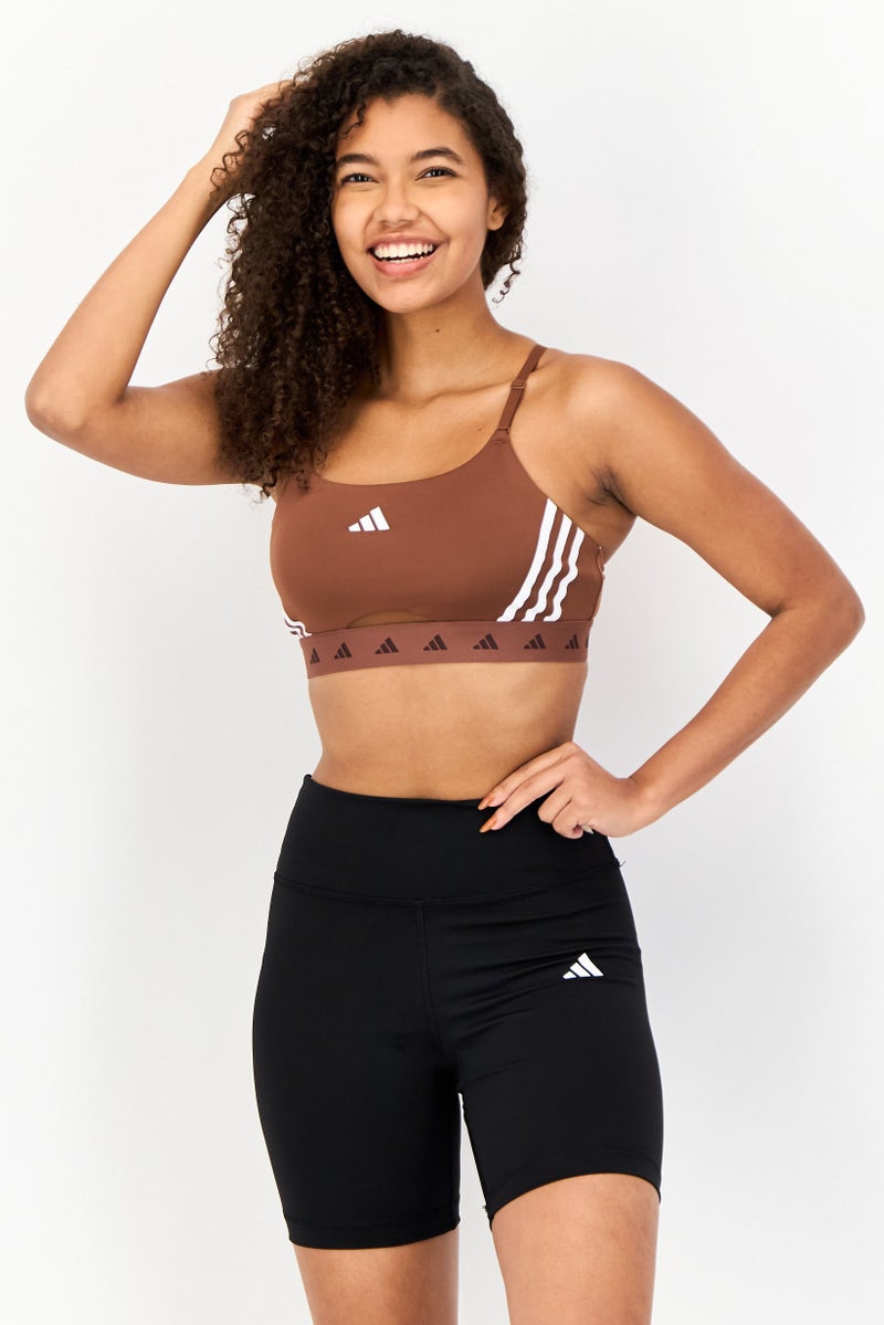 Adidas Women Brand Logo Non-Padded Sports Bra, Brown  - Image 1