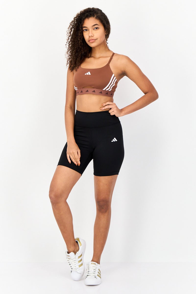 Adidas Women Brand Logo Non-Padded Sports Bra, Brown  - Image 2