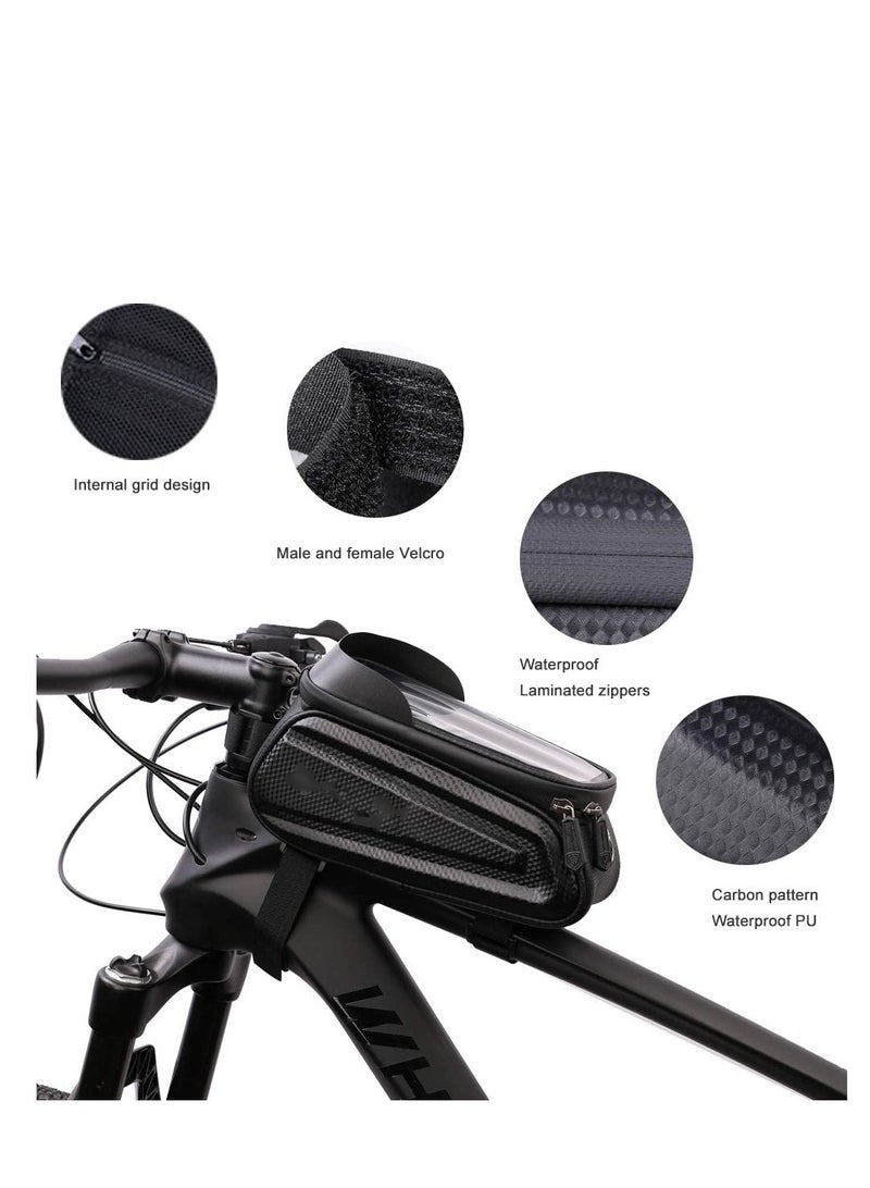 Barakah Bike Frame Bag, Waterproof Bicycle Phone Mount Bag, Touch Screen Bicycle Bag with Sun Visor & Headphone Jack, Large Capacity Bike Bag with Reflective Strip Design for Below 7” Phone - Image 4