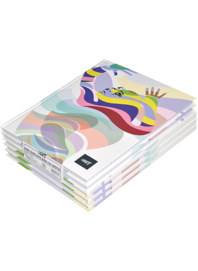 Light FIS LIGHT Pack of 5 Hard Cover Notebook Single Line, 10X8 Inches (25.4 X 20.32 Cm), 100 Sheets -LINB1081702  - Image 1