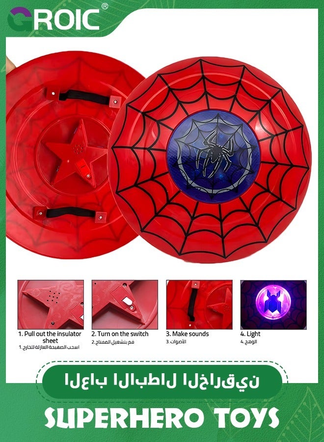 GROIC Spiderman Toy Set, Spider-man Capes and Eye Mask Dress Up, Kids Superhero Belt and Wrist Band Set, Comic Action Figures Shield Set, Superhero Costume Role Play Toy, Gift for Boys Girls 3+ - Image 3