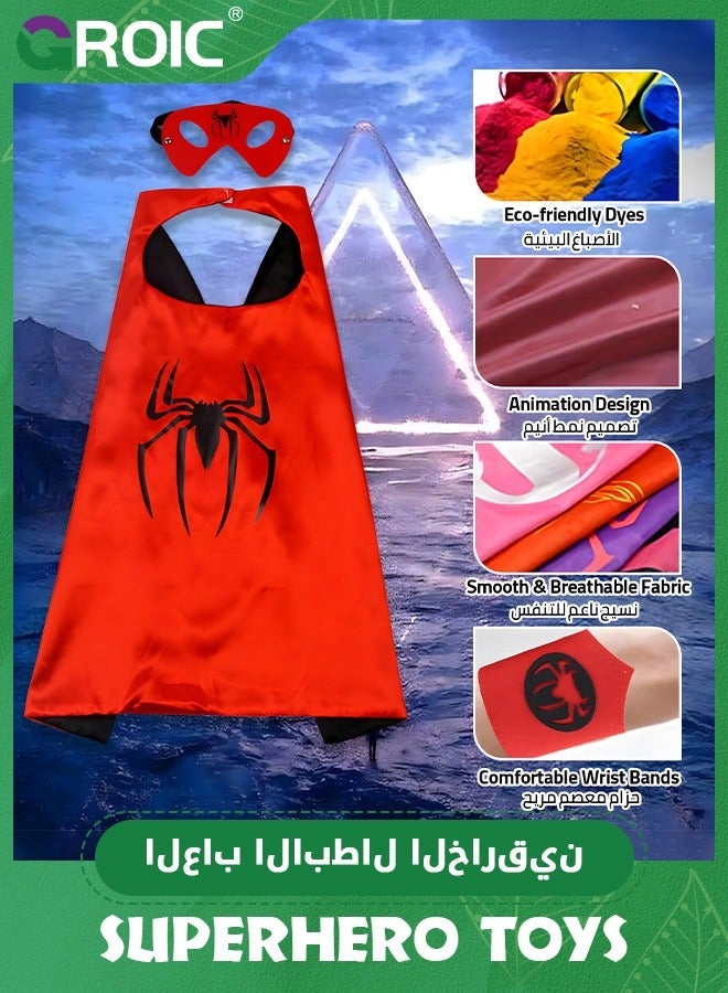 GROIC Spiderman Toy Set, Spider-man Capes and Eye Mask Dress Up, Kids Superhero Belt and Wrist Band Set, Comic Action Figures Shield Set, Superhero Costume Role Play Toy, Gift for Boys Girls 3+ - Image 4