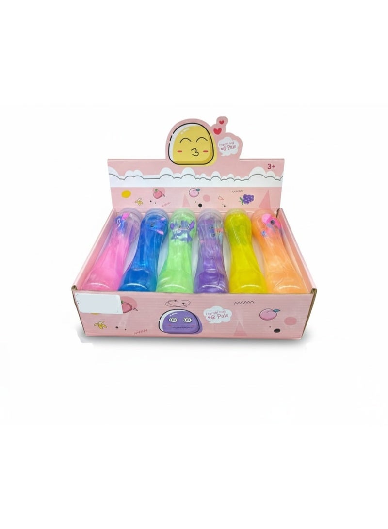 متجر 7 طقم سلايم كريستالي بلوني ملون للأطفال – 12 عبوات بألوان زاهية متنوع مع شخصيات كرتونية لطيفة، طين لعب ناعم آمن ومسلي لتشكيل الإبداع والمرح - Image 2