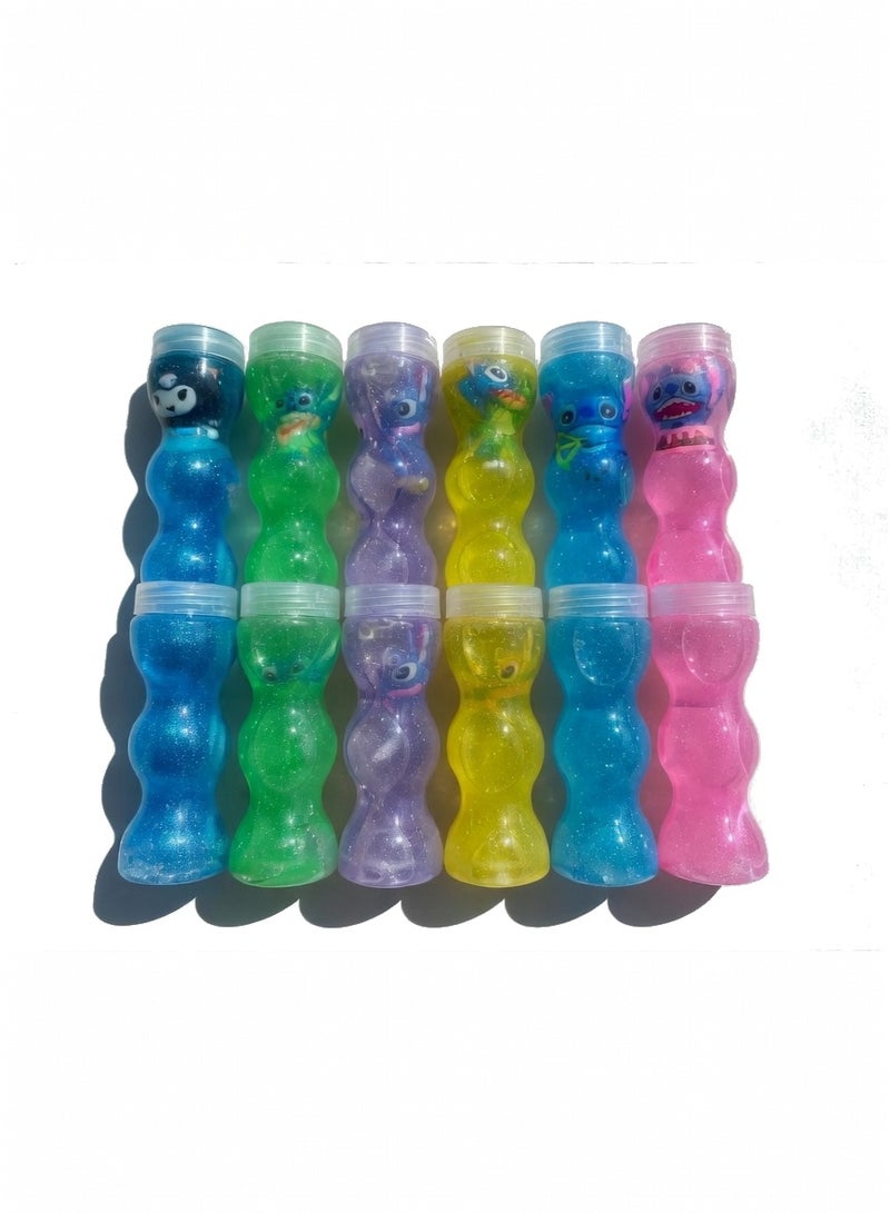 متجر 7 طقم سلايم كريستالي بلوني ملون للأطفال – 12 عبوات بألوان زاهية متنوع مع شخصيات كرتونية لطيفة، طين لعب ناعم آمن ومسلي لتشكيل الإبداع والمرح - Image 1