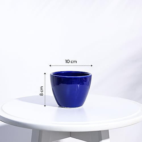 UGAOO Apple Ceramic Pot for Indoor Plants & Office 4 inch - (Small, Blue) - Image 5