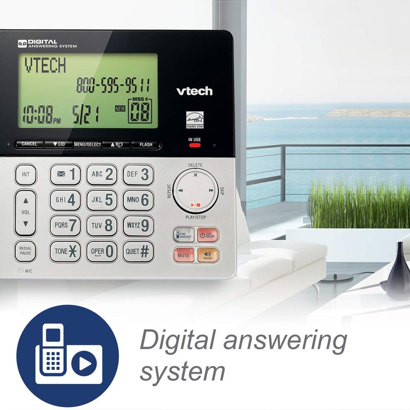 vtech VTECS6949 - VTech CS6949 DECT 6.0 Standard Phone - Black, Silver - Image 3