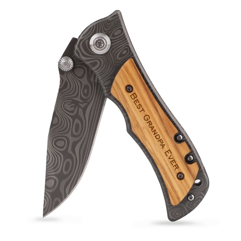Zennlab Moblade Engraved Pocket Knife  Grandpa Gift for Birthday Christmas