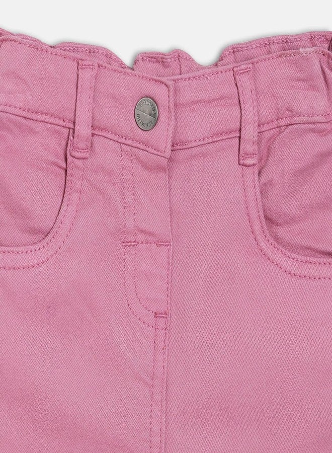 miniklub Baby Girls Waistband Full Length Woven Cotton Denim Pant, Pack of 1, Purple (9-12M) - Image 3