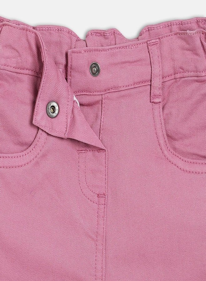 miniklub Baby Girls Waistband Full Length Woven Cotton Denim Pant, Pack of 1, Purple (9-12M) - Image 4