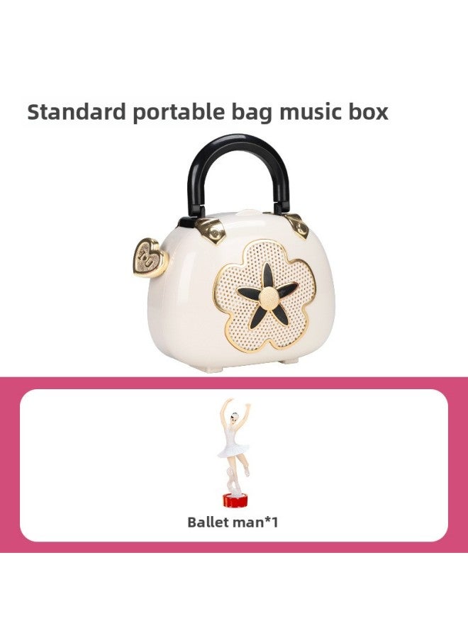 2024 Music Box Music Box Girl Dancing Ballet Girl Rotating Princess Dancing Children Birthday Gift-Color:White Handbag Music Box - Image 1