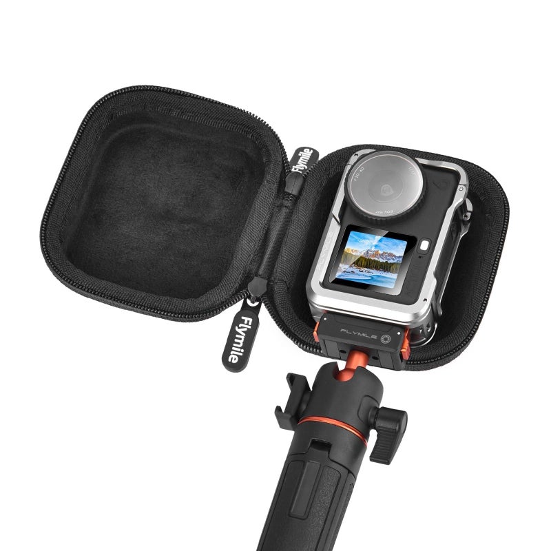 Flymile Action 6 Carrying Case (for Cage) + Screen Protector for DJI Osmo Action 6, Small Bag PU Hard Travel Portable Tempered Glass Film Protective Lens Cover Accessories Kit - Image 1
