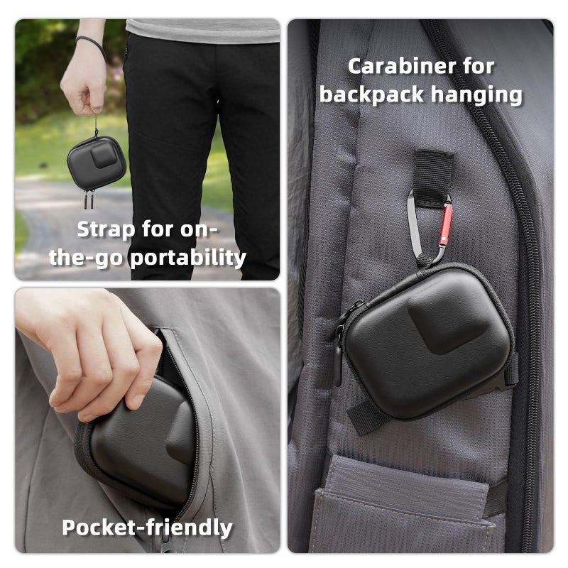 Flymile Action 6 Carrying Case (for Cage) + Screen Protector for DJI Osmo Action 6, Small Bag PU Hard Travel Portable Tempered Glass Film Protective Lens Cover Accessories Kit - Image 4