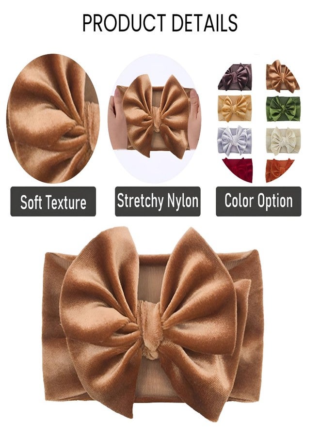 SYGA Baby Headbands Soft Velvet Bow Strechable Hairbands Newborn Infant Toddlers Kids 0-3 Years (Golden) - Image 4