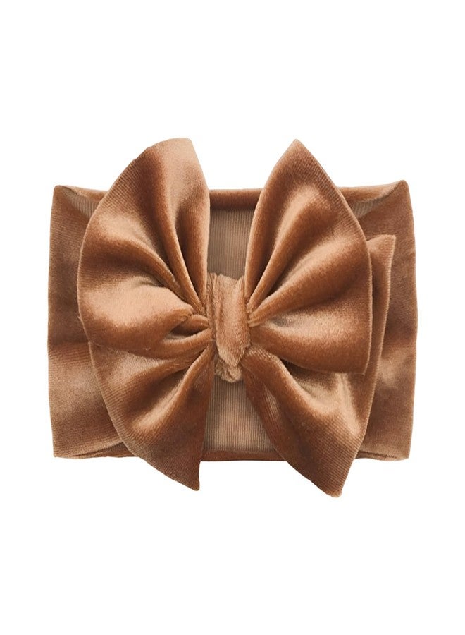 SYGA Baby Headbands Soft Velvet Bow Strechable Hairbands Newborn Infant Toddlers Kids 0-3 Years (Golden) - Image 2