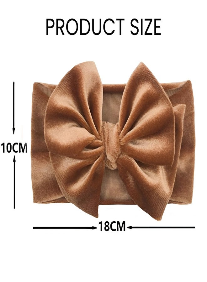SYGA Baby Headbands Soft Velvet Bow Strechable Hairbands Newborn Infant Toddlers Kids 0-3 Years (Golden) - Image 3