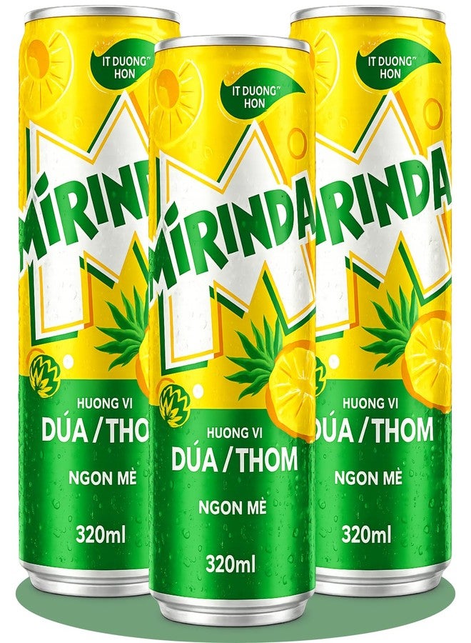 Pepsi MiRINDA Pineapple Flavoured Soft Drink (Pack of 3) 320ml Can By COUGAR, Can, Tropical Fizzy Soda Beverage, Refreshing Sparkling Drink, Less Sugar Formula, Ready to Serve Chilled, Perfect for Parties, Picnics & Everyday Refreshment - (Imported-VIET) - Image 1