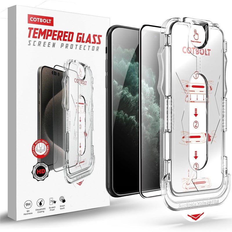 Cotbolt Tempered Glass for iPhone 11 Pro Max/XS Max Screen Protector [Military Grade Shatterproof & Longest Durable] Screen Protector iPhone 11 Pro Max/XS Max Full Coverage - Image 3