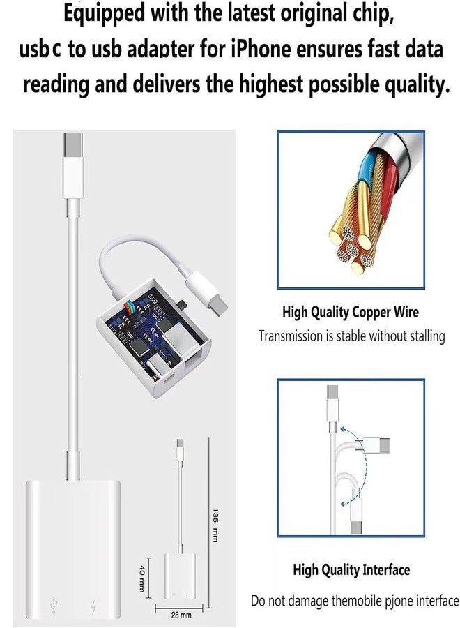 esbeecables USB C to USB Camera Adapter for iPhone 17,Portable USB C Male to Female US-B OTG with Fast Charging Port for iPhone 17/Air/17Pro/16/16 Pro/16 Pro Max/15/15 Pro Max to US-B Flash Drive/Keyboard/Mouse - Image 5