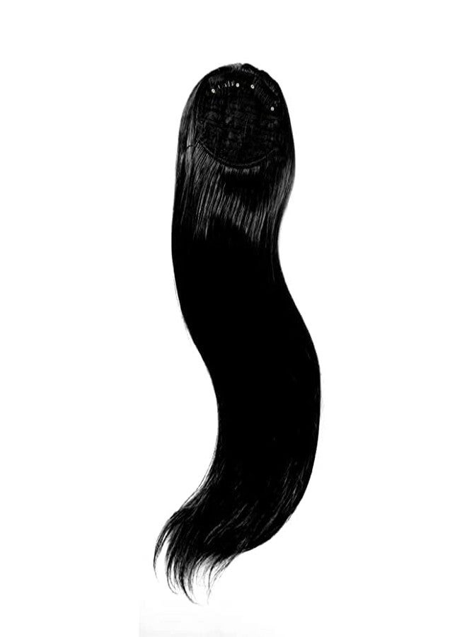 Confidence Synthetic Straight Hair Closure Topper For Women And Girls Natural Black Side Patches - Image 3